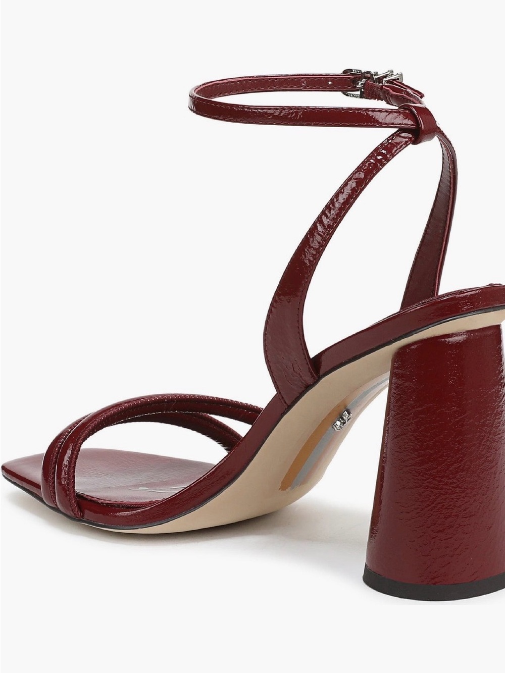 Sam Edelman Red Merlot Patent Leather Ankle-Strap Block Heel Sandals Size 9.5 - Picture 6 of 16